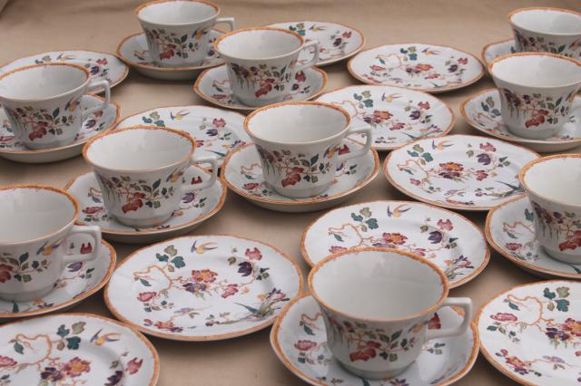 photo of Devon Rose Wedgwood vintage china tea set, cups & saucers, bread & butter plates #1
