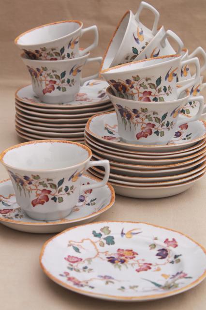 photo of Devon Rose Wedgwood vintage china tea set, cups & saucers, bread & butter plates #2