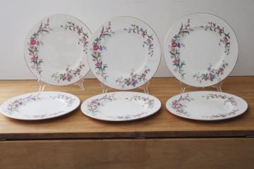 catalog photo of Devon Sprays vintage Wedgwood bone china dinner plates set of 6, English country style floral
