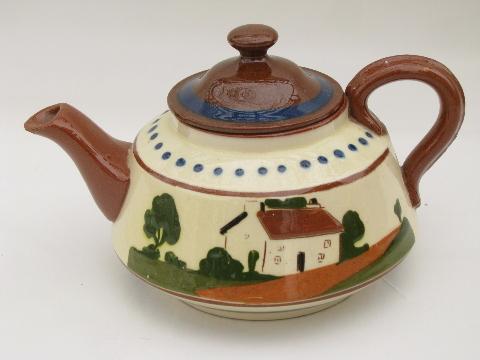 photo of Devon motto ware vintage English teapot - remembrance - Watcombe England #2