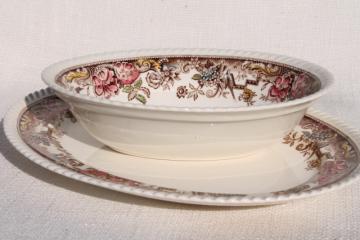 catalog photo of Devonshire Johnson Brothers china, vintage transferware platter & oval serving dish