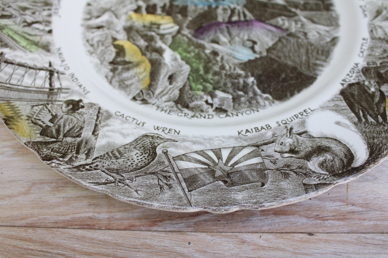 photo of Diamonds Arizona landmarks vintage souvenir plate w/ Grand Canyon Johnson Bros transferware #3