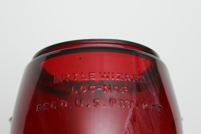 photo of Dietz Little Wizard Loc Nob red glass lantern globe, new old stock replacement shade #2