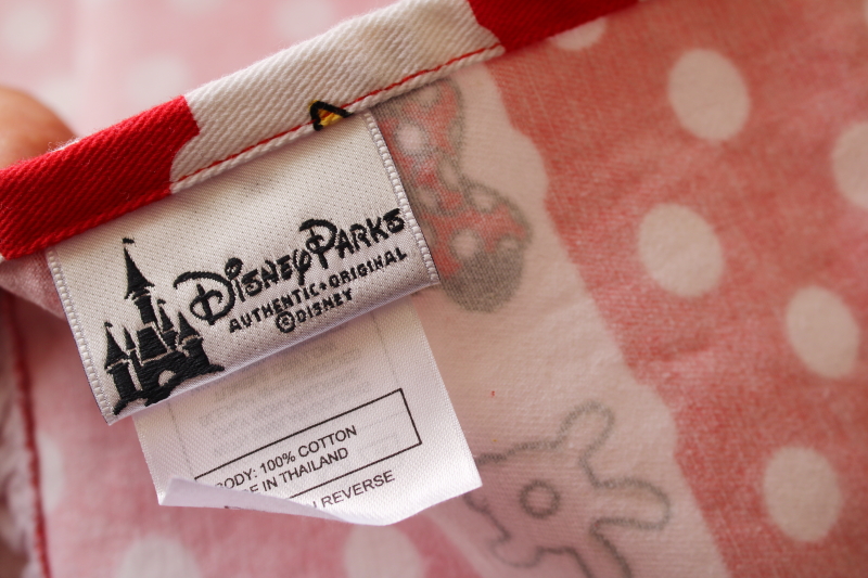 photo of Disney Parks Minnie Mouse border red dotted ruffled cotton tea towel, never used #2