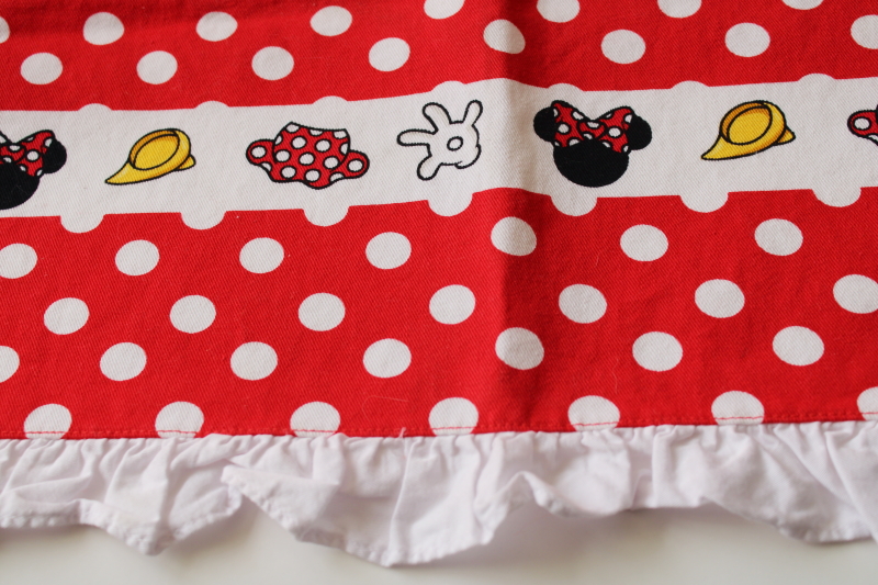 photo of Disney Parks Minnie Mouse border red dotted ruffled cotton tea towel, never used #3
