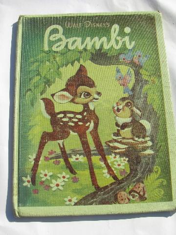 photo of Disney's Bambi vintage Golden Press picture book, 40s copyright illustrations #1