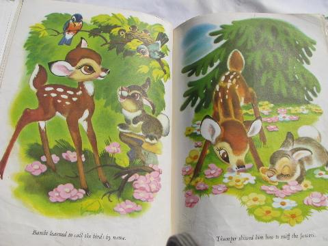 photo of Disney's Bambi vintage Golden Press picture book, 40s copyright illustrations #2