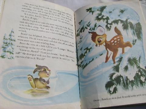 photo of Disney's Bambi vintage Golden Press picture book, 40s copyright illustrations #3