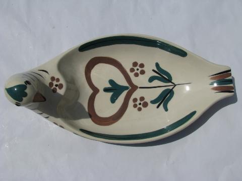 photo of Distlefink pattern vintage Cleminsons California pottery bird serving pieces #3