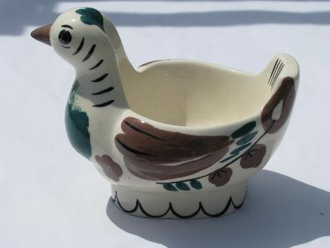 photo of Distlefink pattern vintage Cleminsons California pottery bird serving pieces #7