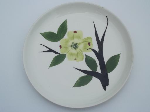 photo of Dixie Dogwood vintage hand-painted pottery dinnerware, dishes for 2  #4