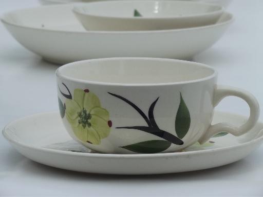 photo of Dixie Dogwood vintage hand-painted pottery dinnerware, dishes for 2  #6