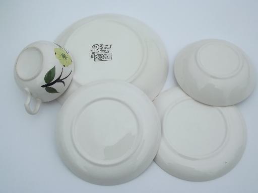 photo of Dixie Dogwood vintage hand-painted pottery dinnerware, dishes for 2  #7