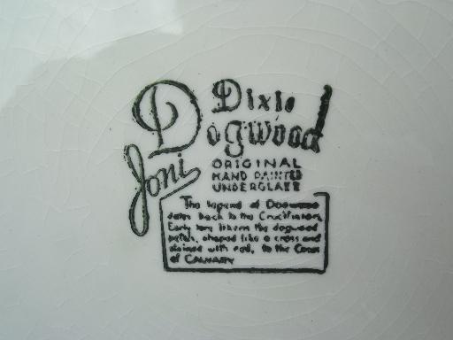 photo of Dixie Dogwood vintage hand-painted pottery dinnerware, dishes for 2  #8