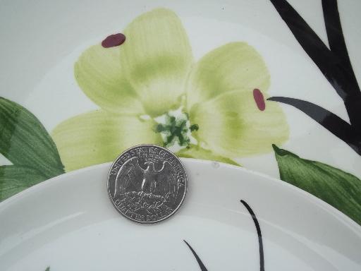 photo of Dixie Dogwood vintage hand-painted pottery dinnerware, dishes for 2  #9