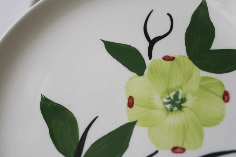 photo of Dixie dogwood hand painted china plates, vintage Blue Ridge Southern Potteries #2