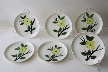 catalog photo of Dixie dogwood hand painted china plates, vintage Blue Ridge Southern Potteries