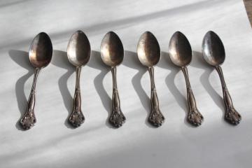 catalog photo of Dolly Madison open rose pattern teaspoons, vintage silverware Holmes & Edwards