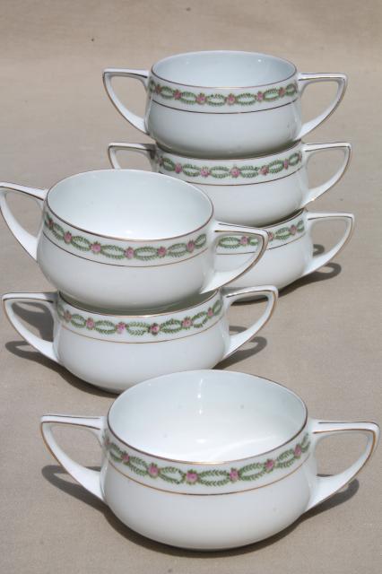 photo of Donatello Rosenthal china cream soups or boullion cups, double handled bowls #1