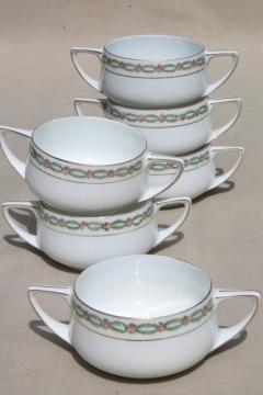 catalog photo of Donatello Rosenthal china cream soups or boullion cups, double handled bowls