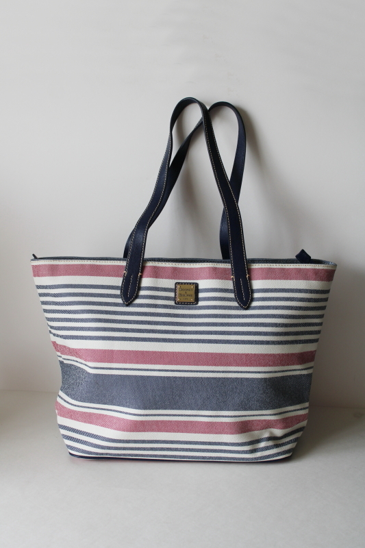 photo of Dooney & Bourke Westerly large purse or tote bag, striped red white navy blue  #1