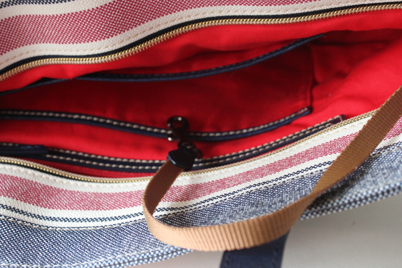 photo of Dooney & Bourke Westerly large purse or tote bag, striped red white navy blue  #2