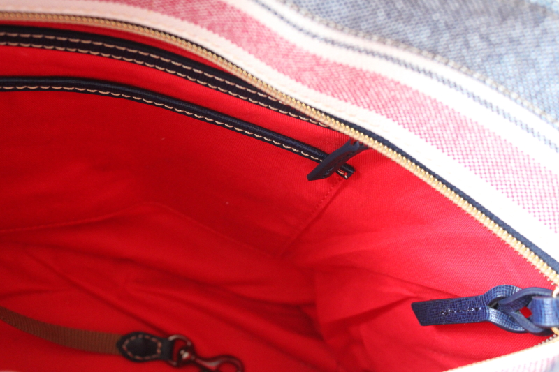 photo of Dooney & Bourke Westerly large purse or tote bag, striped red white navy blue  #4