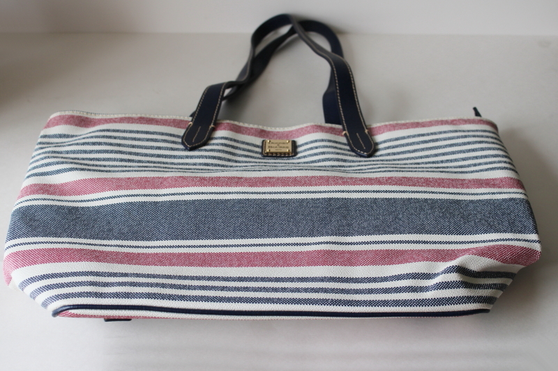 photo of Dooney & Bourke Westerly large purse or tote bag, striped red white navy blue  #5