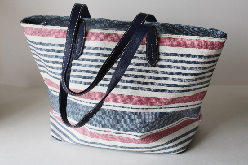 photo of Dooney & Bourke Westerly large purse or tote bag, striped red white navy blue  #9