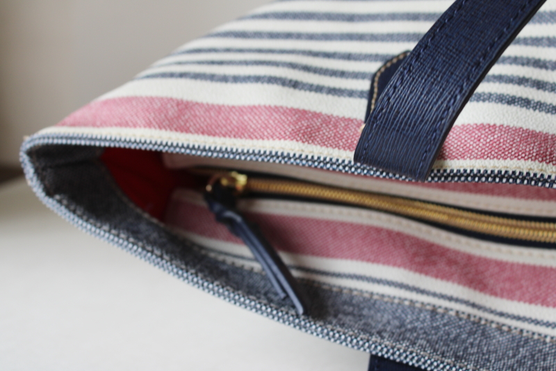 photo of Dooney & Bourke Westerly large purse or tote bag, striped red white navy blue  #11