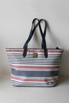 catalog photo of Dooney & Bourke Westerly large purse or tote bag, striped red white navy blue 