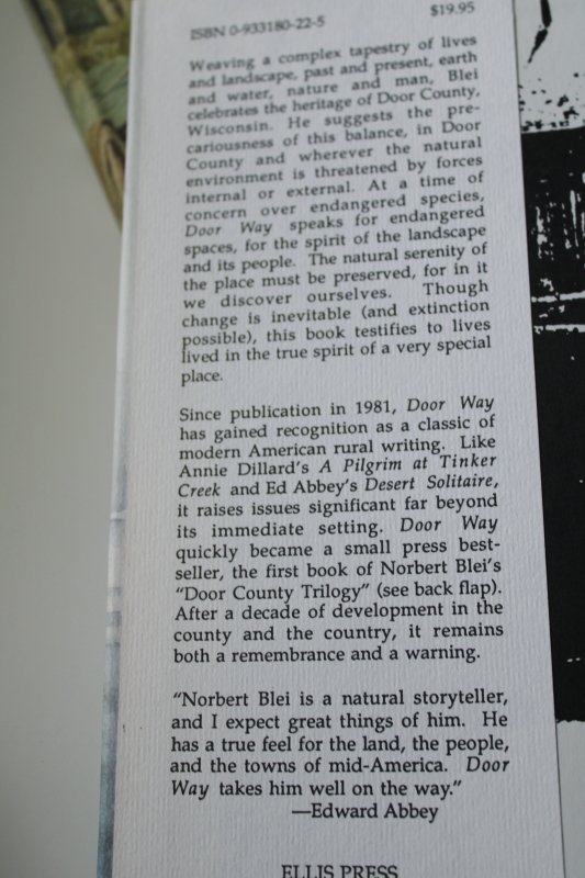 photo of Door County memories, Norbert Blei Wisconsin author signed books Door Way, Steps, Door to Door  #7