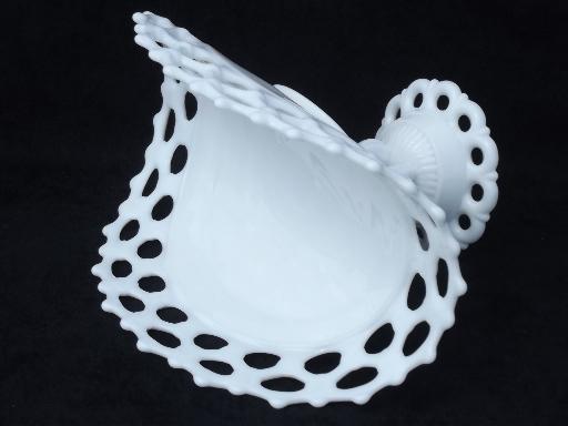 photo of Doric lace edge milk glass banana stand fruit bowl, vintage Westmoreland #3