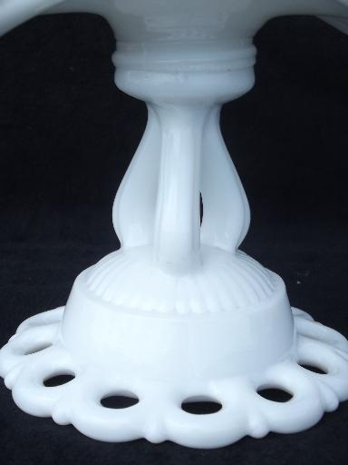 photo of Doric lace edge milk glass banana stand fruit bowl, vintage Westmoreland #6