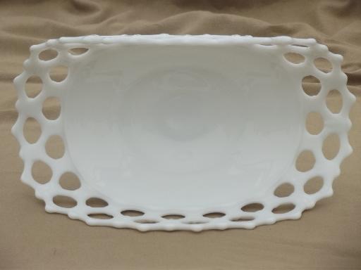 photo of Doric milk glass banana boat, fruit bowl banana stand w/ open lace edge #4