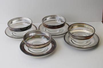 catalog photo of Dorothy Thorpe wide silver band mid-century mod vintage glassware, bowls & plates