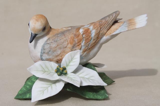 photo of Downy Woodpecker & Turtle Dove collectible vintage Lenox china bird figurines #11