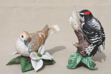 catalog photo of Downy Woodpecker & Turtle Dove collectible vintage Lenox china bird figurines