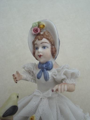 photo of Dresden lace china  girl figurine, antique Germany crossed swords mark  #2