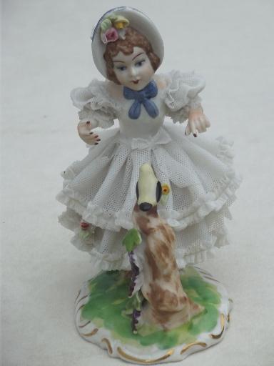 photo of Dresden lace china  girl figurine, antique Germany crossed swords mark  #3