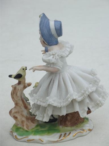 photo of Dresden lace china  girl figurine, antique Germany crossed swords mark  #4