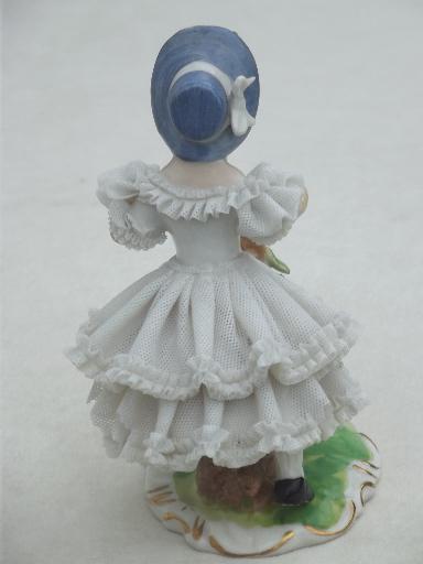 photo of Dresden lace china  girl figurine, antique Germany crossed swords mark  #5