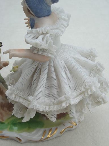 photo of Dresden lace china  girl figurine, antique Germany crossed swords mark  #10