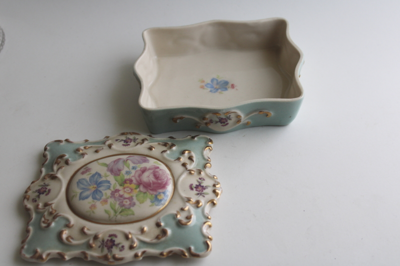 photo of Dresden style floral trinket box, 1940s 50s vintage Bethwood Royal China  #3