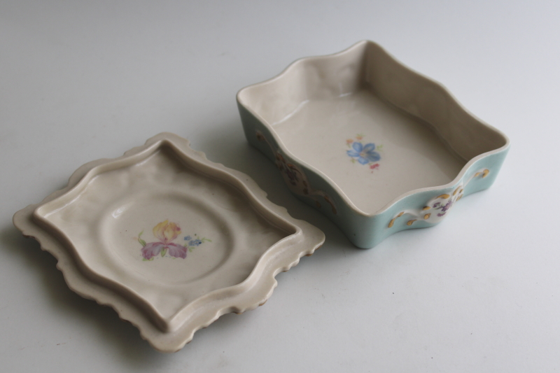 photo of Dresden style floral trinket box, 1940s 50s vintage Bethwood Royal China  #4