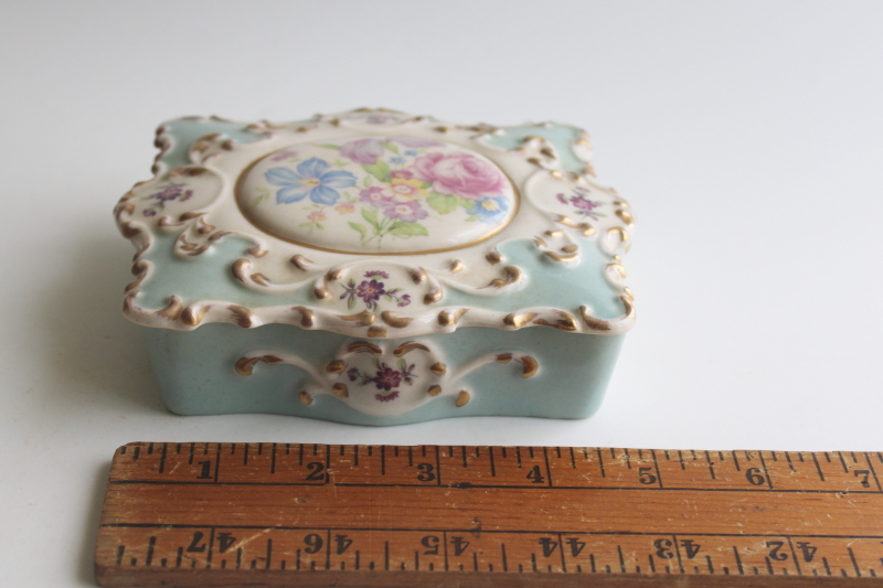 photo of Dresden style floral trinket box, 1940s 50s vintage Bethwood Royal China  #8