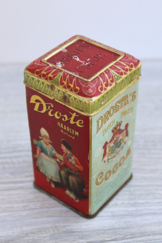 photo of Drostes Dutch Process Cocoa tiny vintage tin full contents & recipes leaflet #4