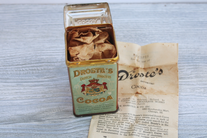 photo of Drostes Dutch Process Cocoa tiny vintage tin full contents & recipes leaflet #6