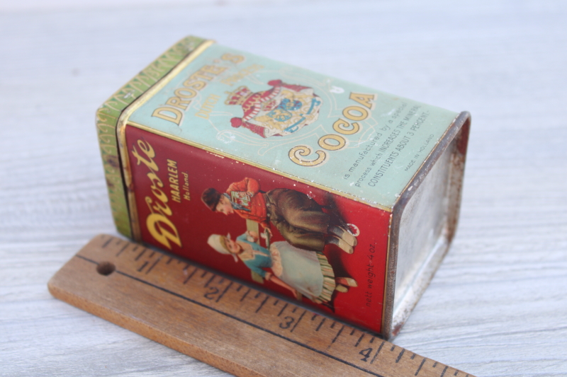 photo of Drostes Dutch Process Cocoa tiny vintage tin full contents & recipes leaflet #7