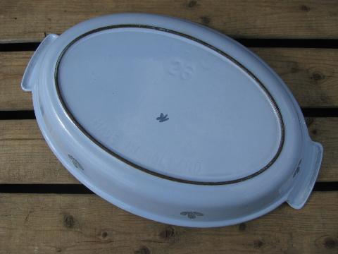 photo of Dru-Holland blue dutch tulips cast iron enamel pan, oval French gratin #3